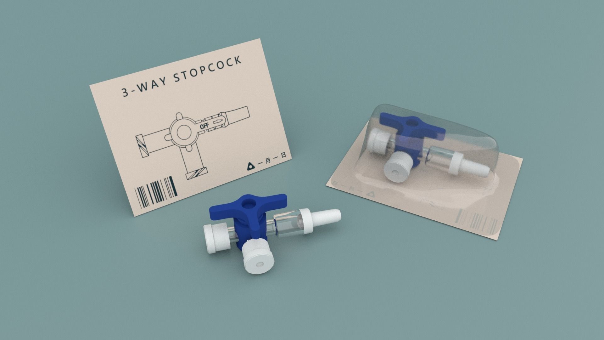 3 Three Way Stopcock Low-poly 3D model_5