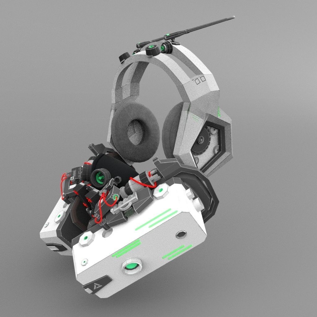 vr head set lowpoly Mechanical hardsurface 4k tex Low-poly 3D model_5