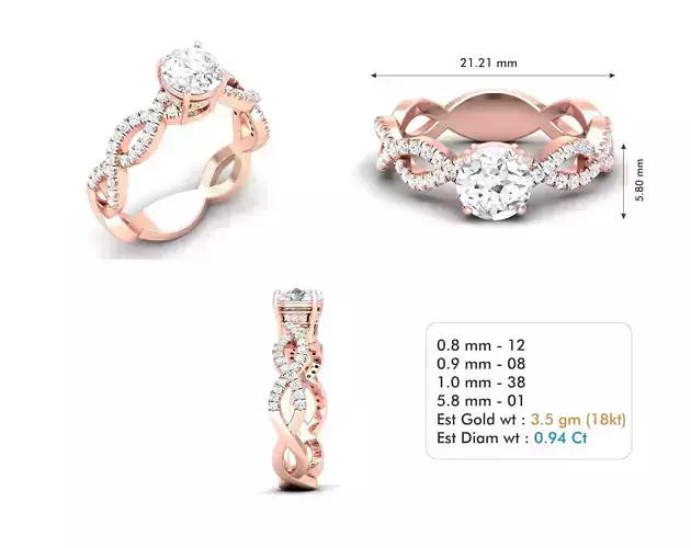 Intertwining engagement ring