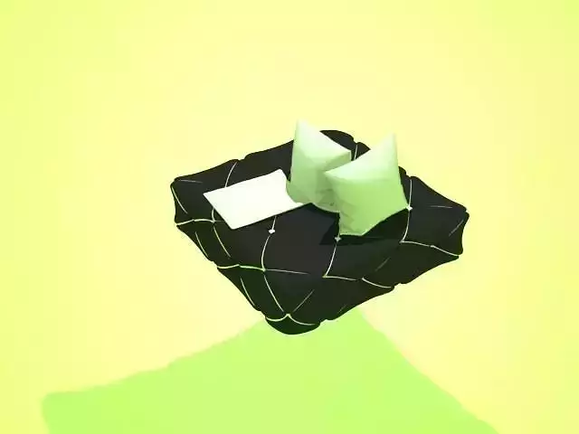 3D Black sofa with white gambeson pillow and blanket Low-poly 3D model