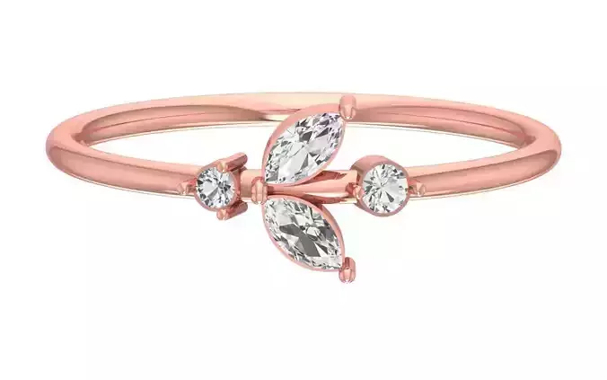 Solitaire Women Light Weight Marquise Stone Band Ring