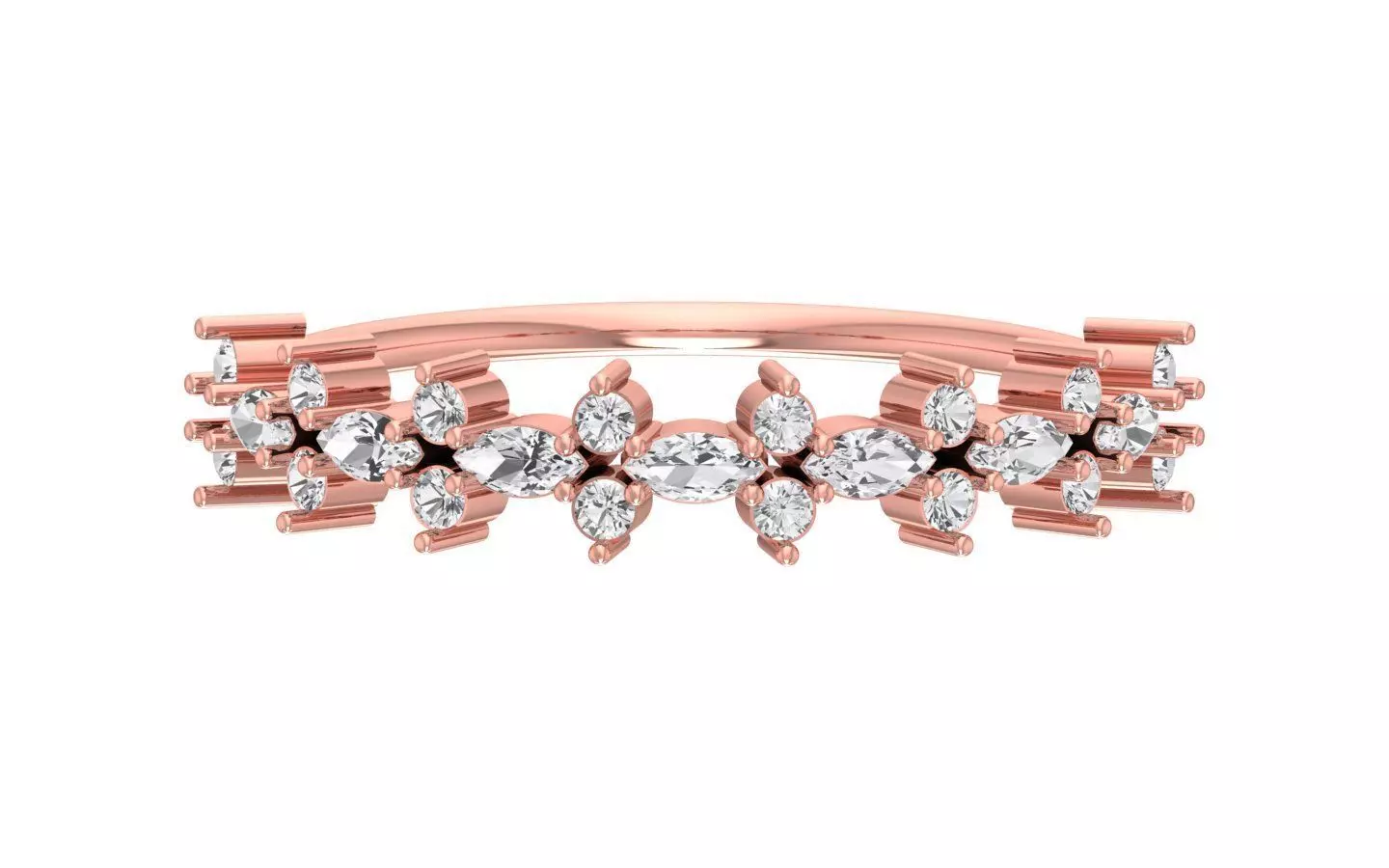 Solitaire Women Light Weight Marquise Stone Band Ring 3D print model