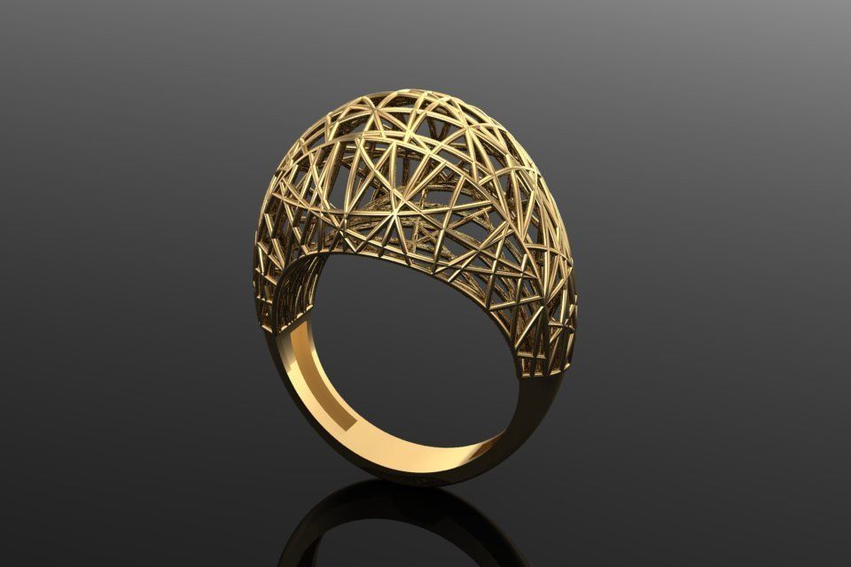Pipe Set gold ring with intricate design 3D print model_6