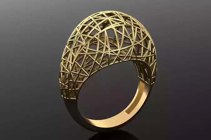 Pipe Set gold ring with intricate design
