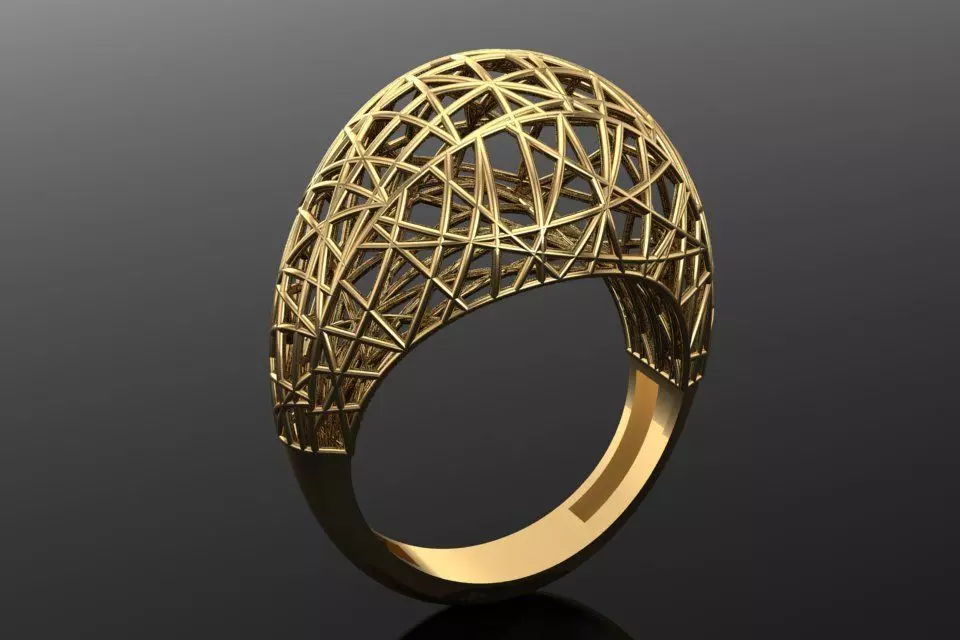 Pipe Set gold ring with intricate design 3D print model_0