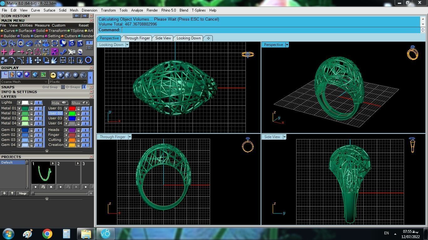 Pipe Set gold ring with intricate design 3D print model_14