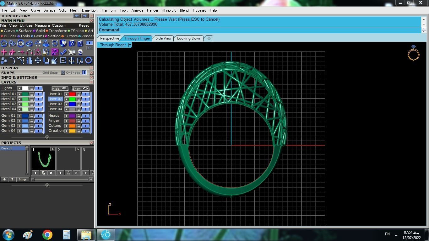 Pipe Set gold ring with intricate design 3D print model_13