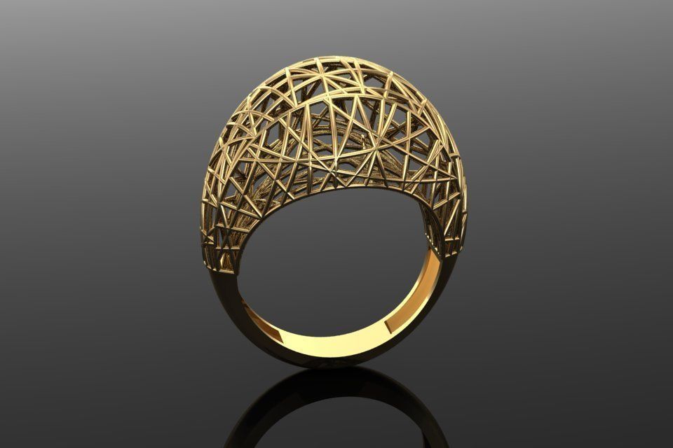 Pipe Set gold ring with intricate design 3D print model_4