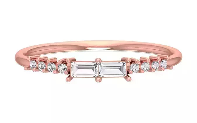 Solitaire Women Light Weight baguette Stone  Band Ring