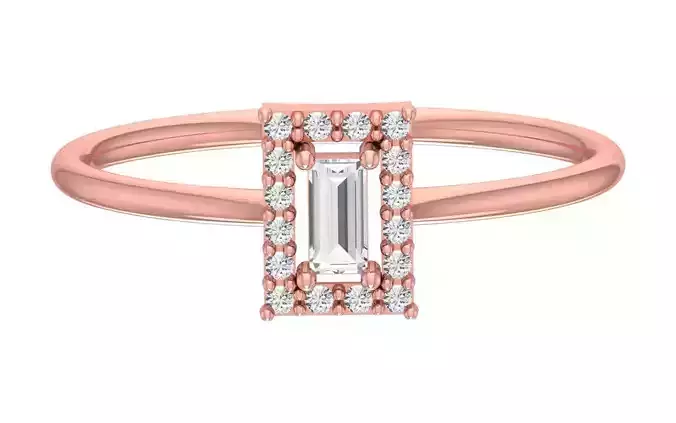 Solitaire Women Light Weight Baguette Stone Band Ring