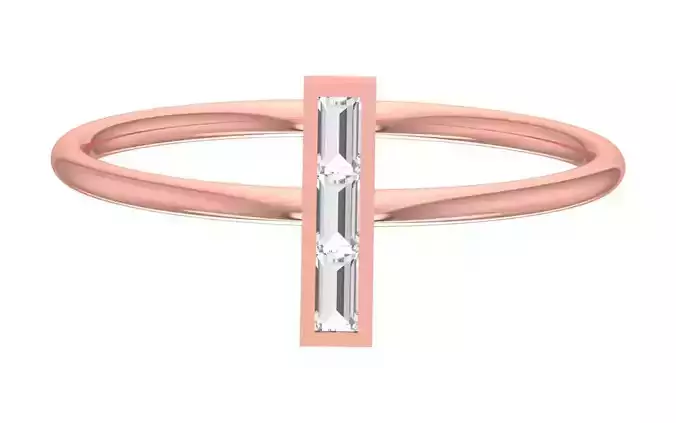 Solitaire Women Light Weight Baguette Band Ring