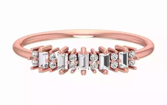 Solitaire Women Light Weight Baguette Band Ring