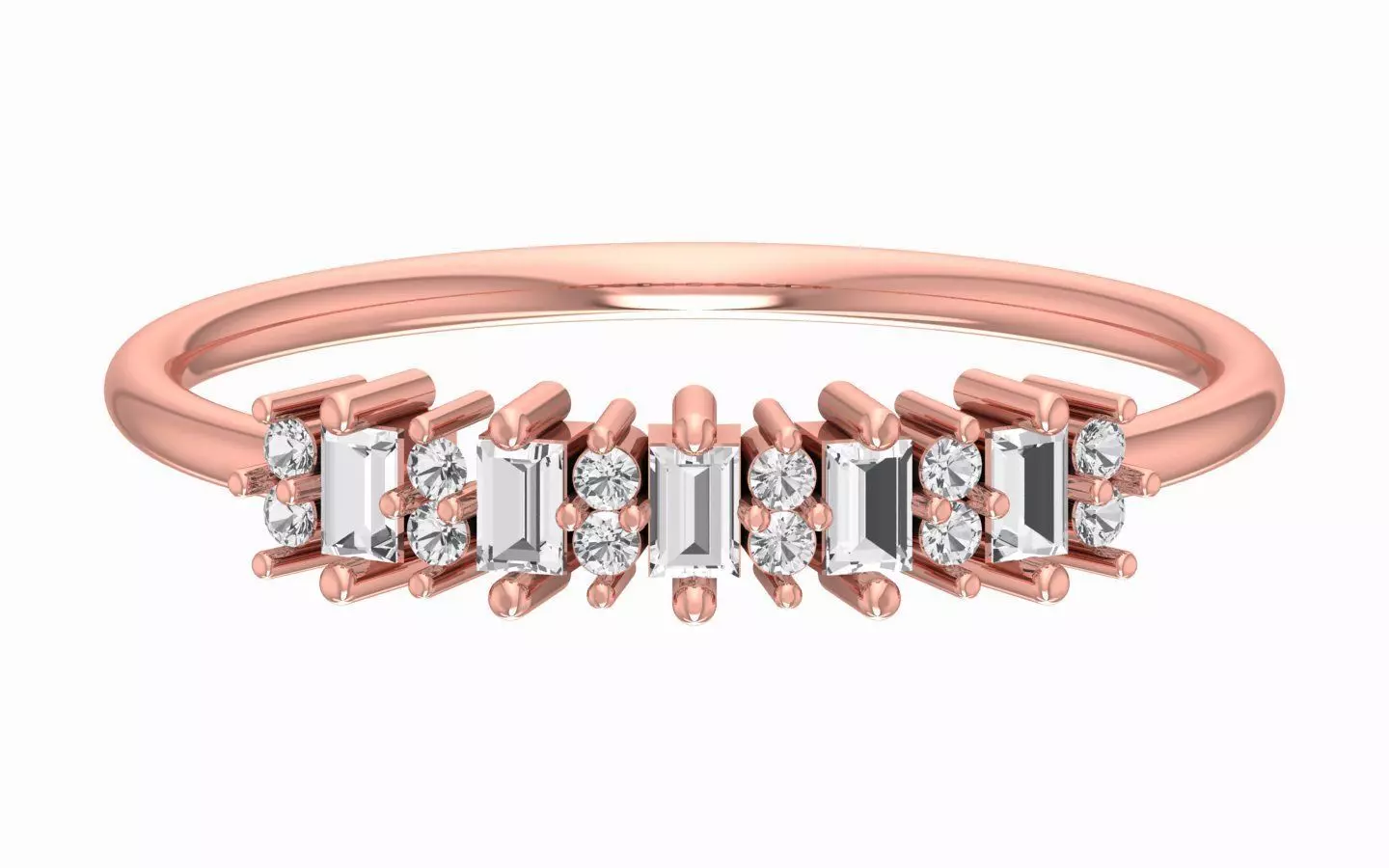 Solitaire Women Light Weight Baguette Band Ring 3D print model