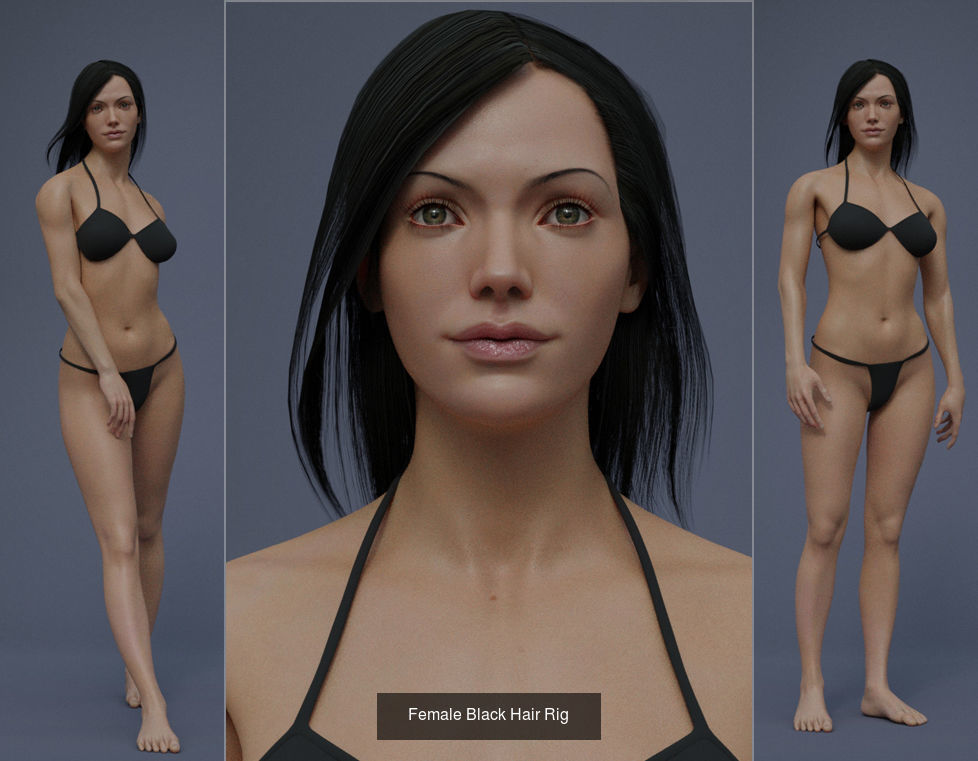 Female Base rig Pack 3D Model Collection_12