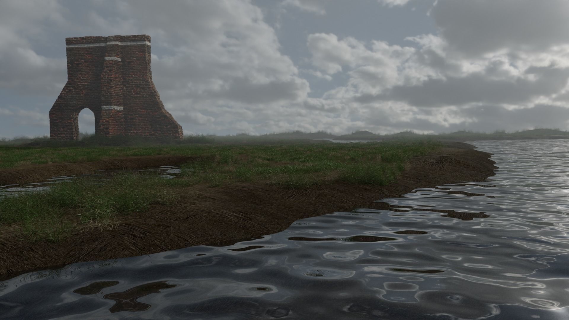Realistic grassland landscape scene 3D model_1