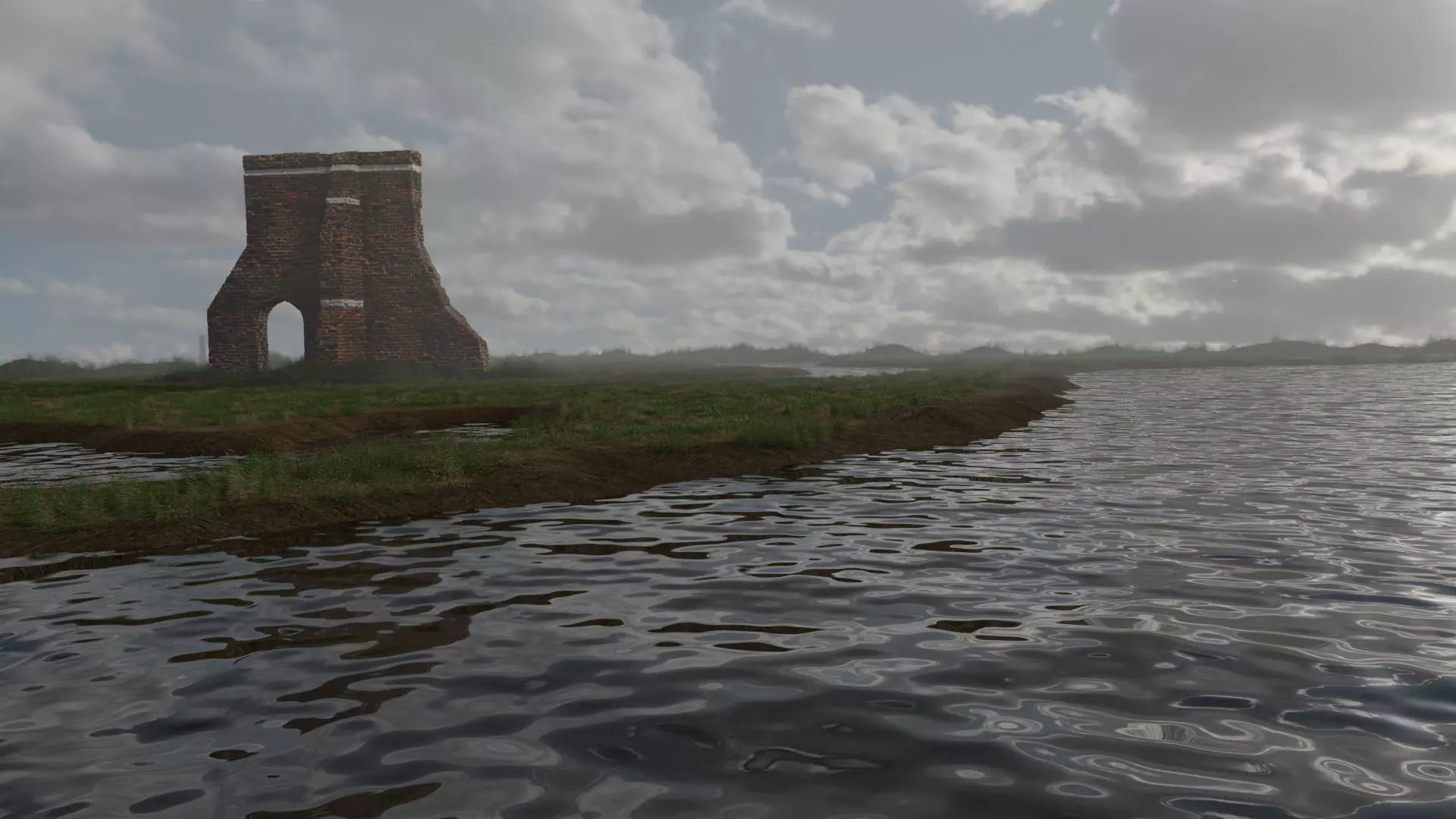 Realistic grassland landscape scene 3D model_0