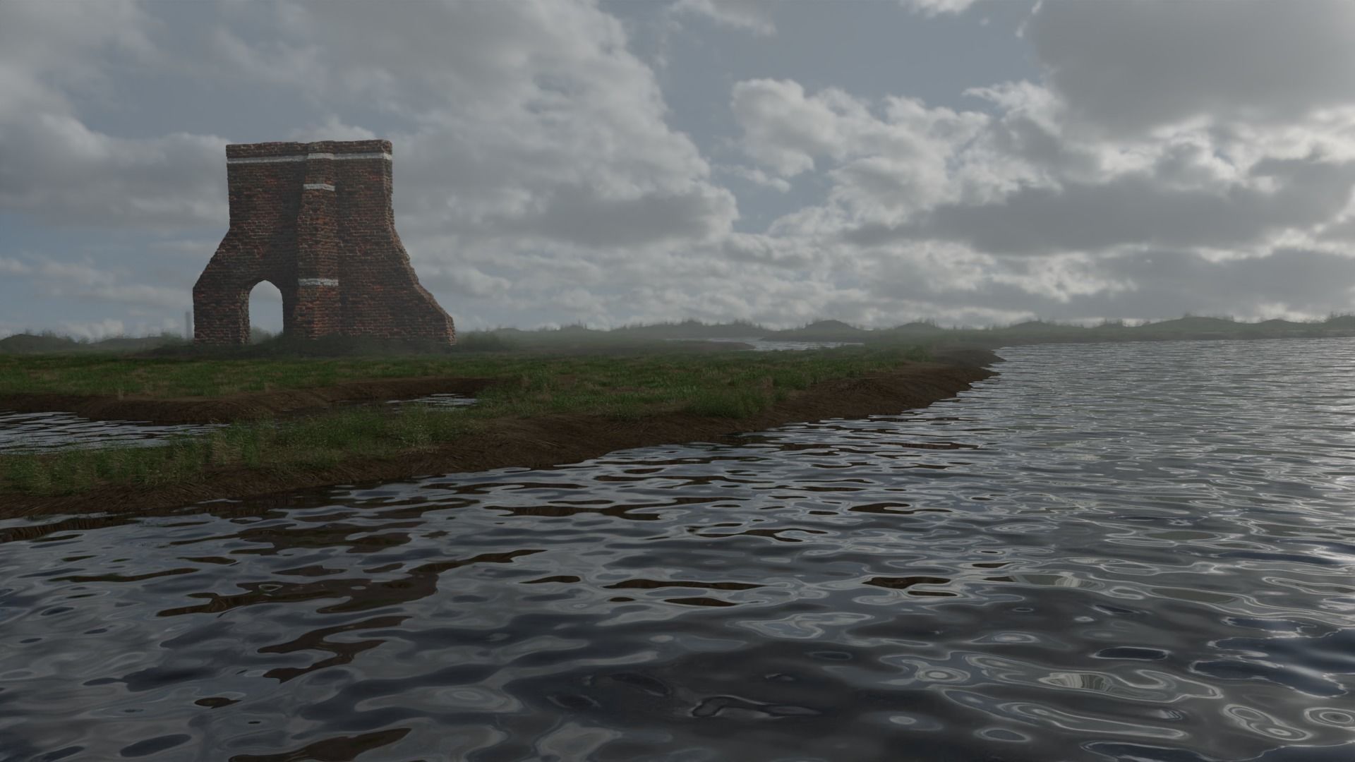 Realistic grassland landscape scene 3D model_2