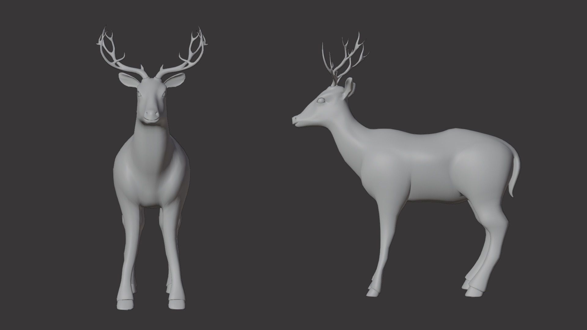 Deer 3D model with antlers Low-poly 3D model_6