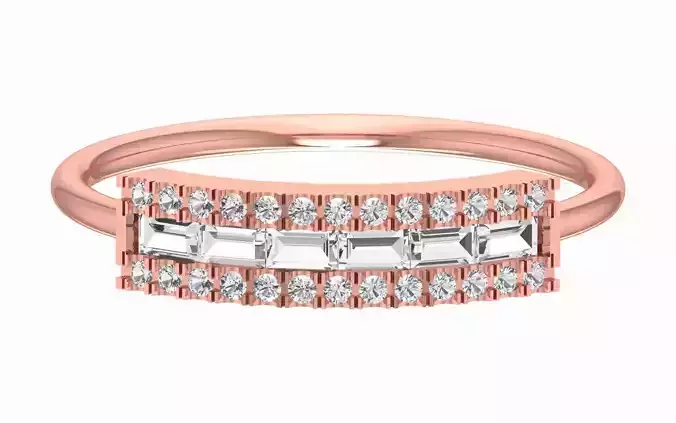 Solitaire Women Light Weight Baguette Band Ring