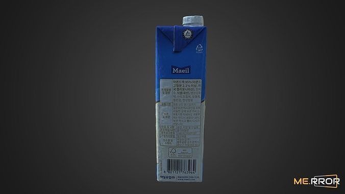 Almond Milk Carton Low-poly 3D model 3