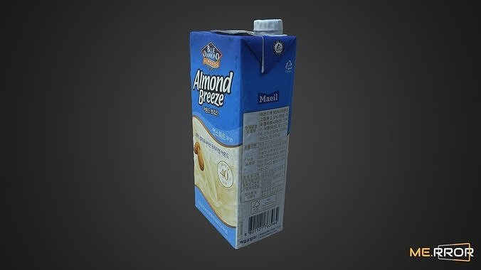 Almond Milk Carton Low-poly 3D model 2