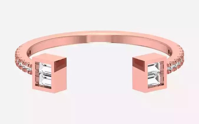 Solitaire Women Light Weight Baguette Band Ring 3D print model