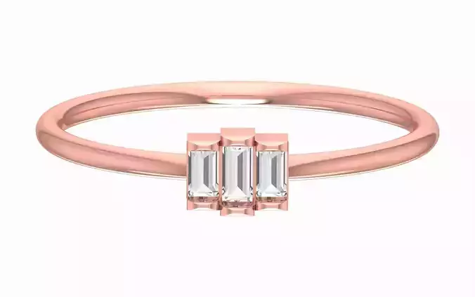 Solitaire Women Light Weight Baguette Stone Band Ring