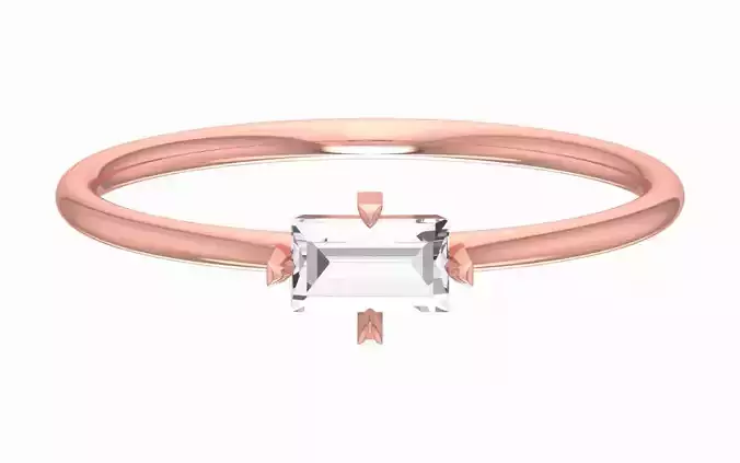Solitaire Women Light Weight Baguette Stone Band Ring