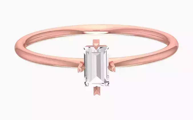 Solitaire Women Light Weight Baguette Band Ring