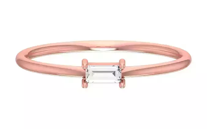 Solitaire Women Light Weight Baguette Stone Band Ring