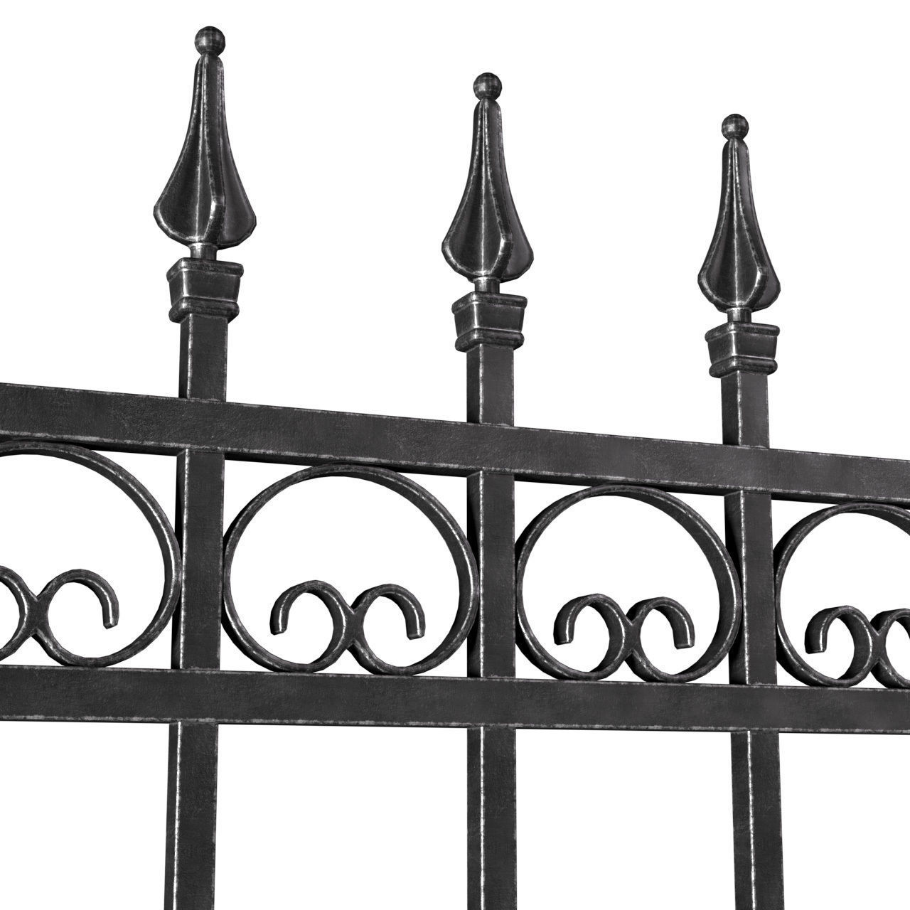 Fence in classic style with wrought iron railing 3D model_2