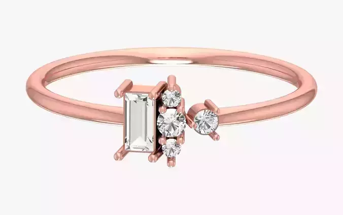 Solitaire Women Light Weight Baguette Stone Band Ring