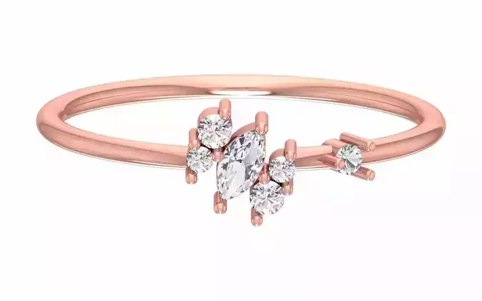 Solitaire Women Light Weight marquise stone Band Ring