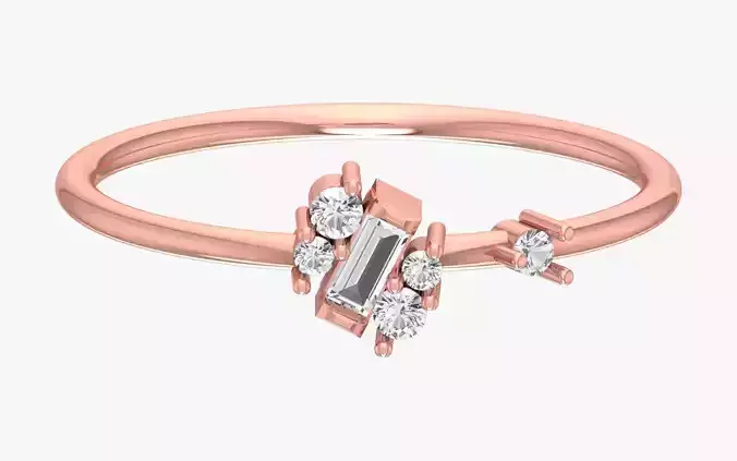 Solitaire Women Light Weight Baguette Stone Band Ring