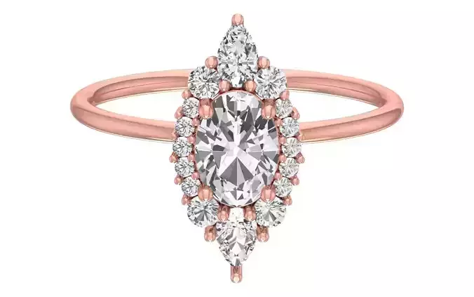 Solitaire Women Light Weight Pear Oval Stone Ring