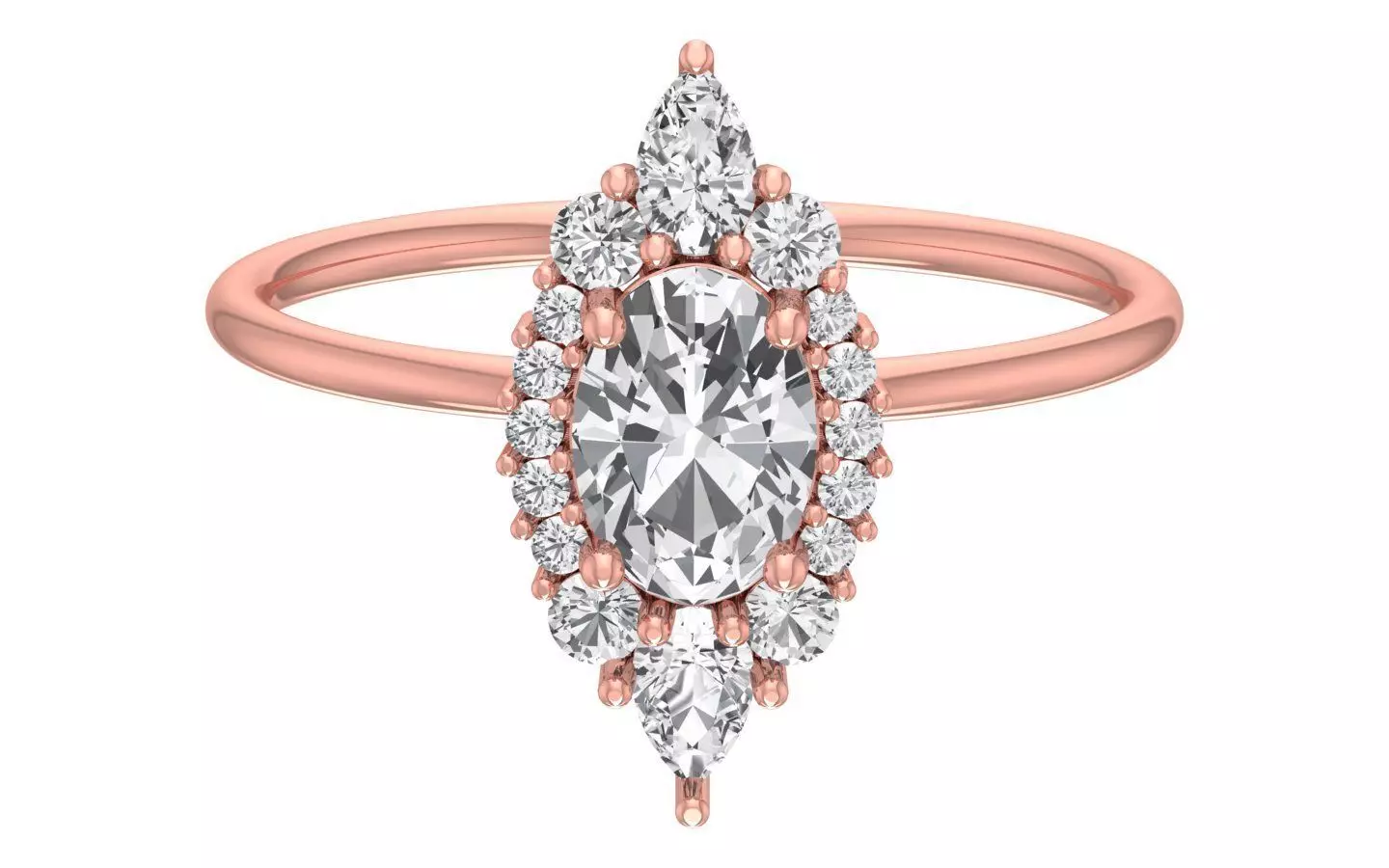 Solitaire Women Light Weight Pear Oval Stone Ring 3D print model