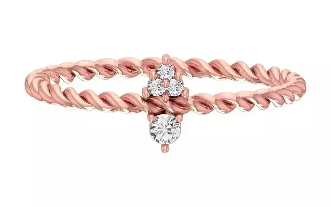 Solitaire Women Light Weight twisted Band Ring