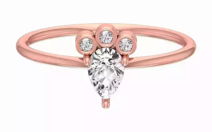 Solitaire Women Light Weight Pear Stone Band Ring