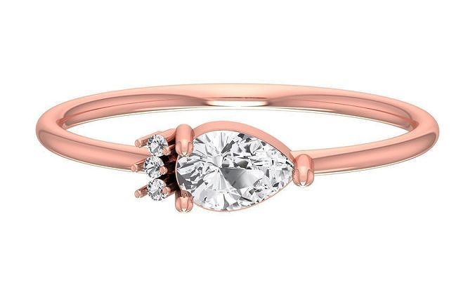 Solitaire Women Light Weight Pear Stone Band Ring 3D print model