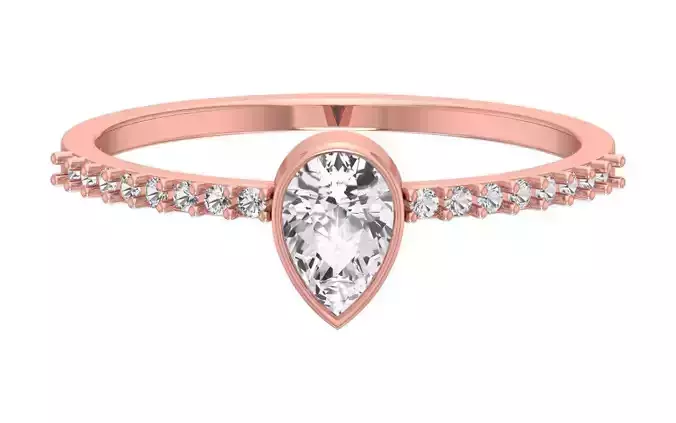 Solitaire Women Light Weight Band Ring