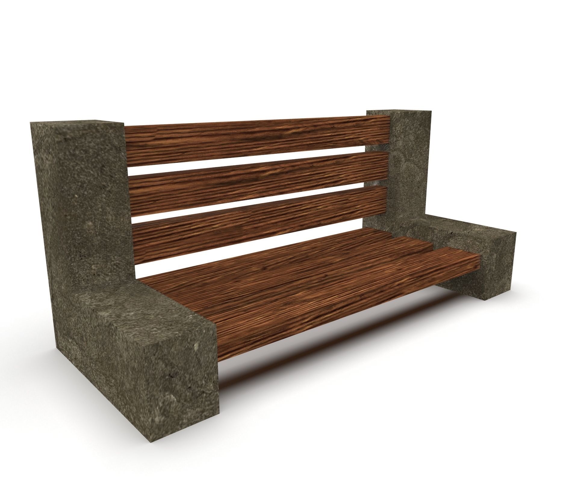Bench street asset Low-poly 3D model_2