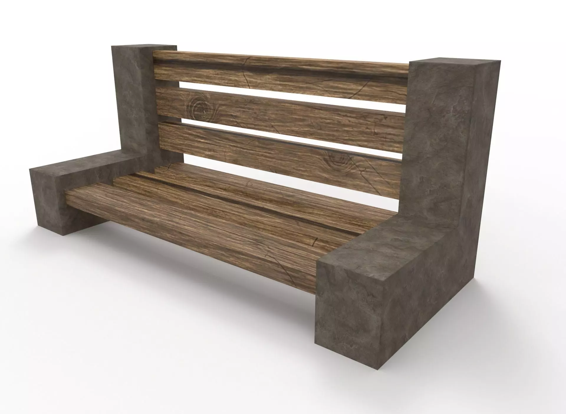 Bench street asset Low-poly 3D model_0