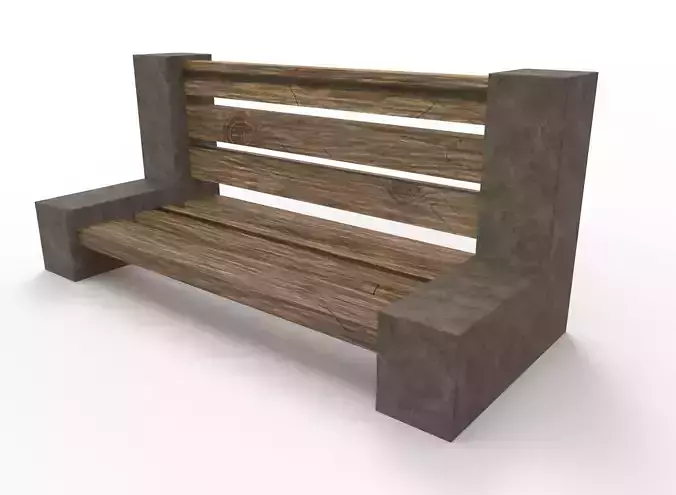 Bench street asset Low-poly 3D model