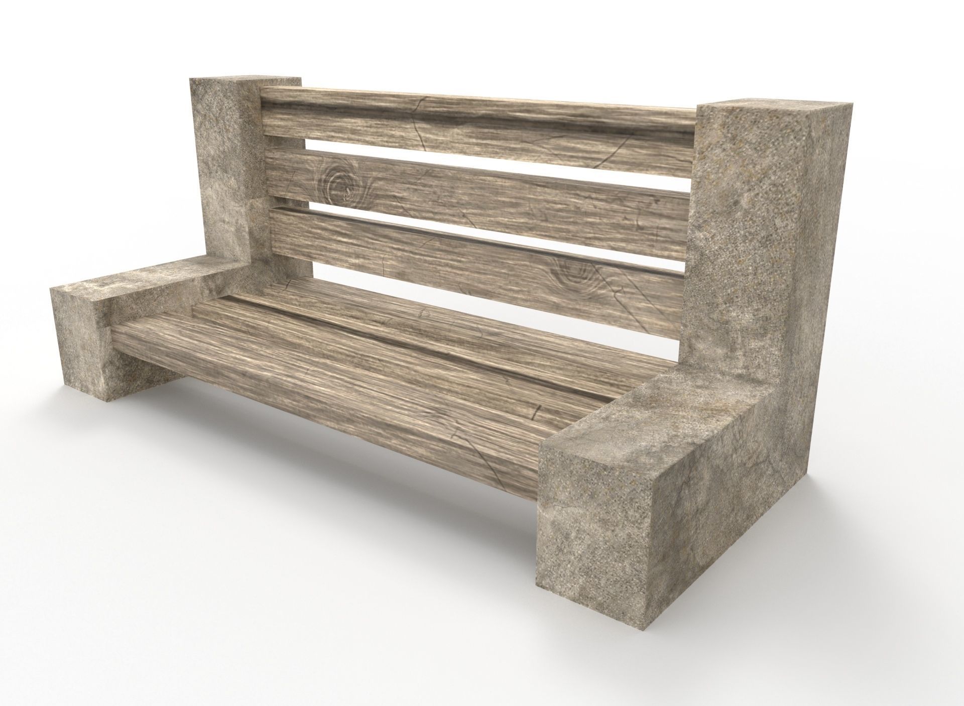 Bench street asset Low-poly 3D model_1