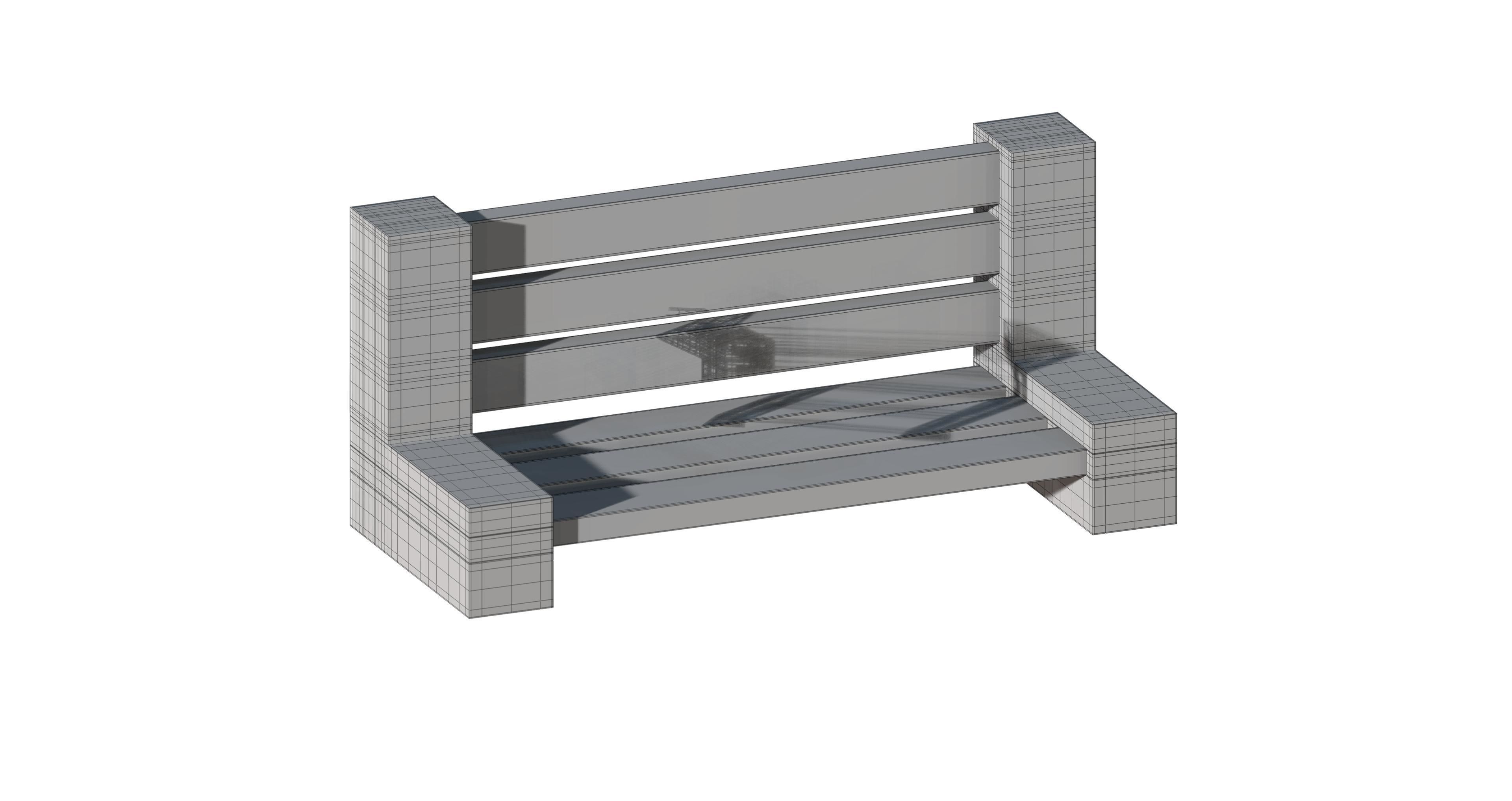 Bench street asset Low-poly 3D model_9