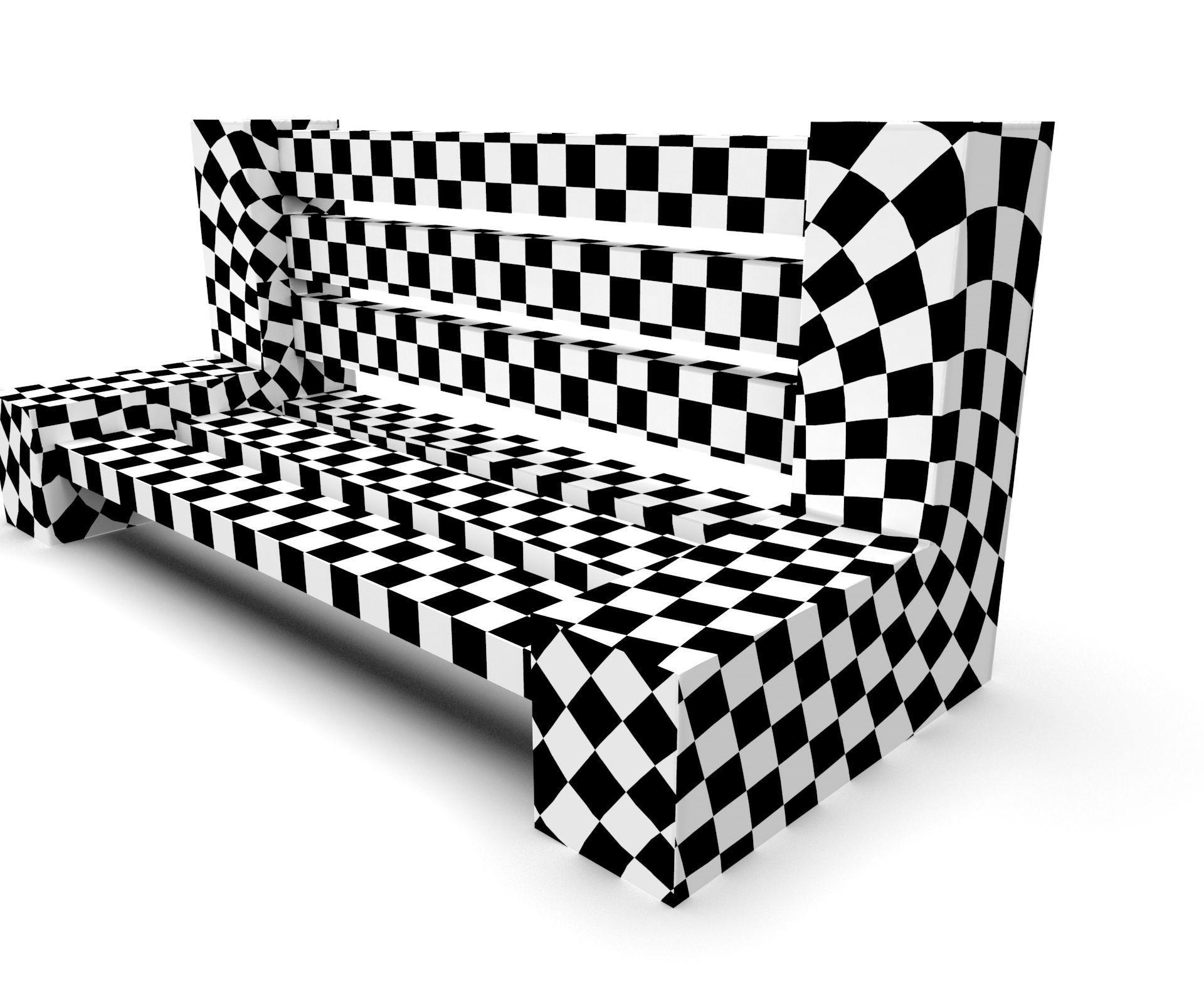 Bench street asset Low-poly 3D model_7