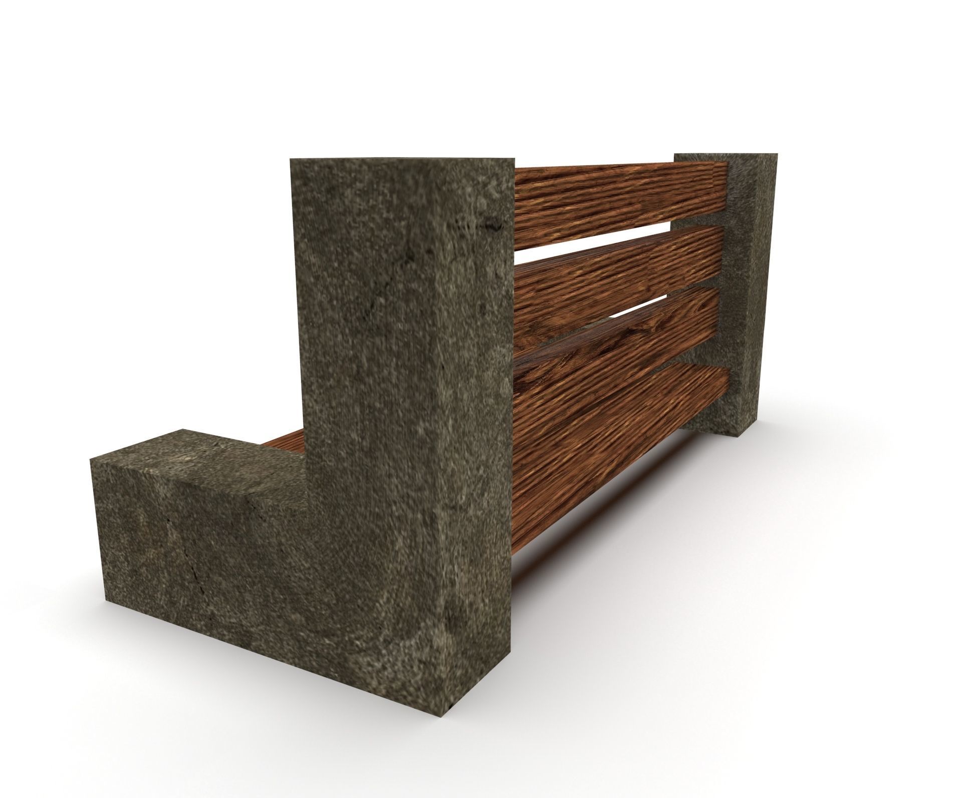 Bench street asset Low-poly 3D model_5