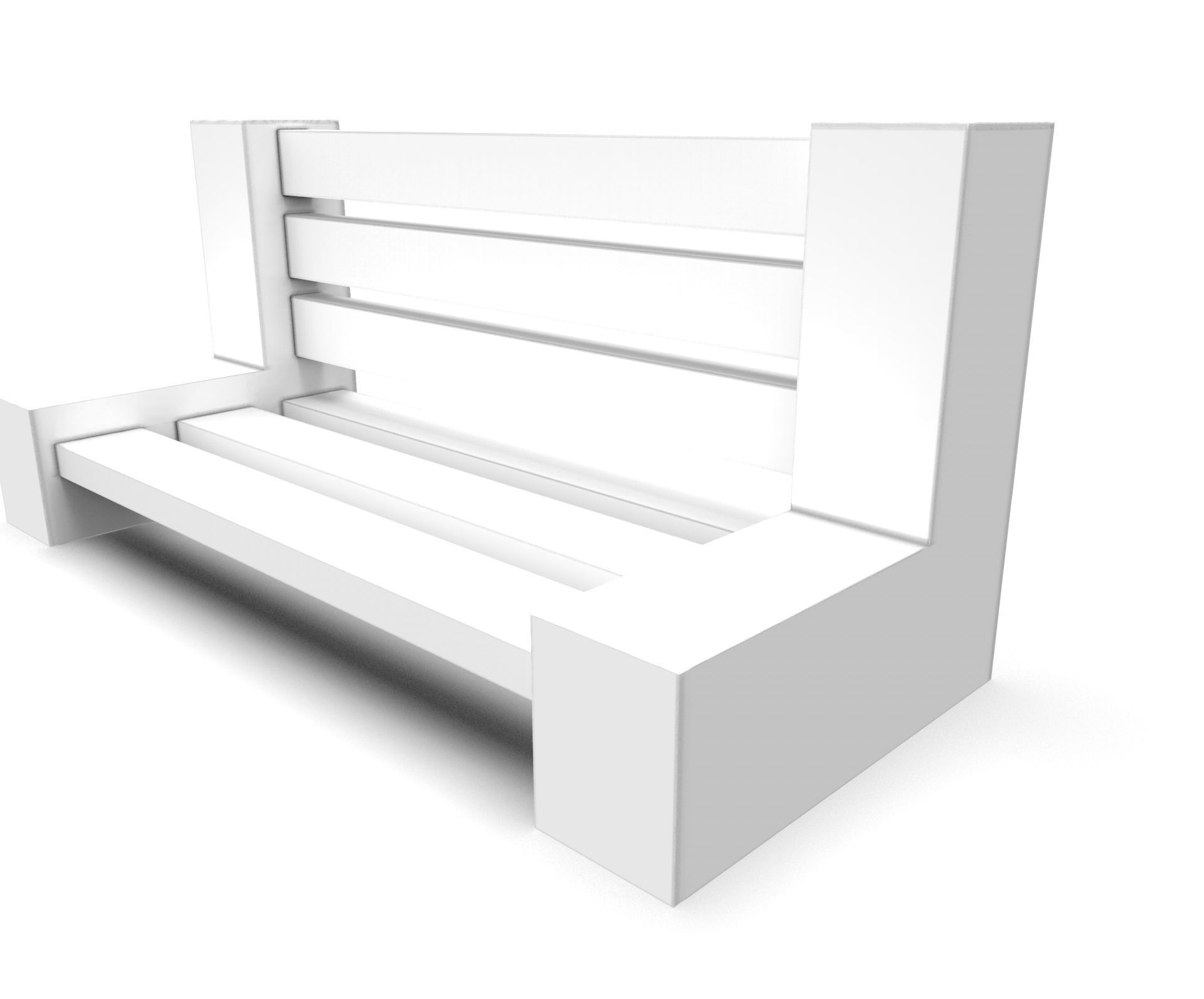 Bench street asset Low-poly 3D model_8