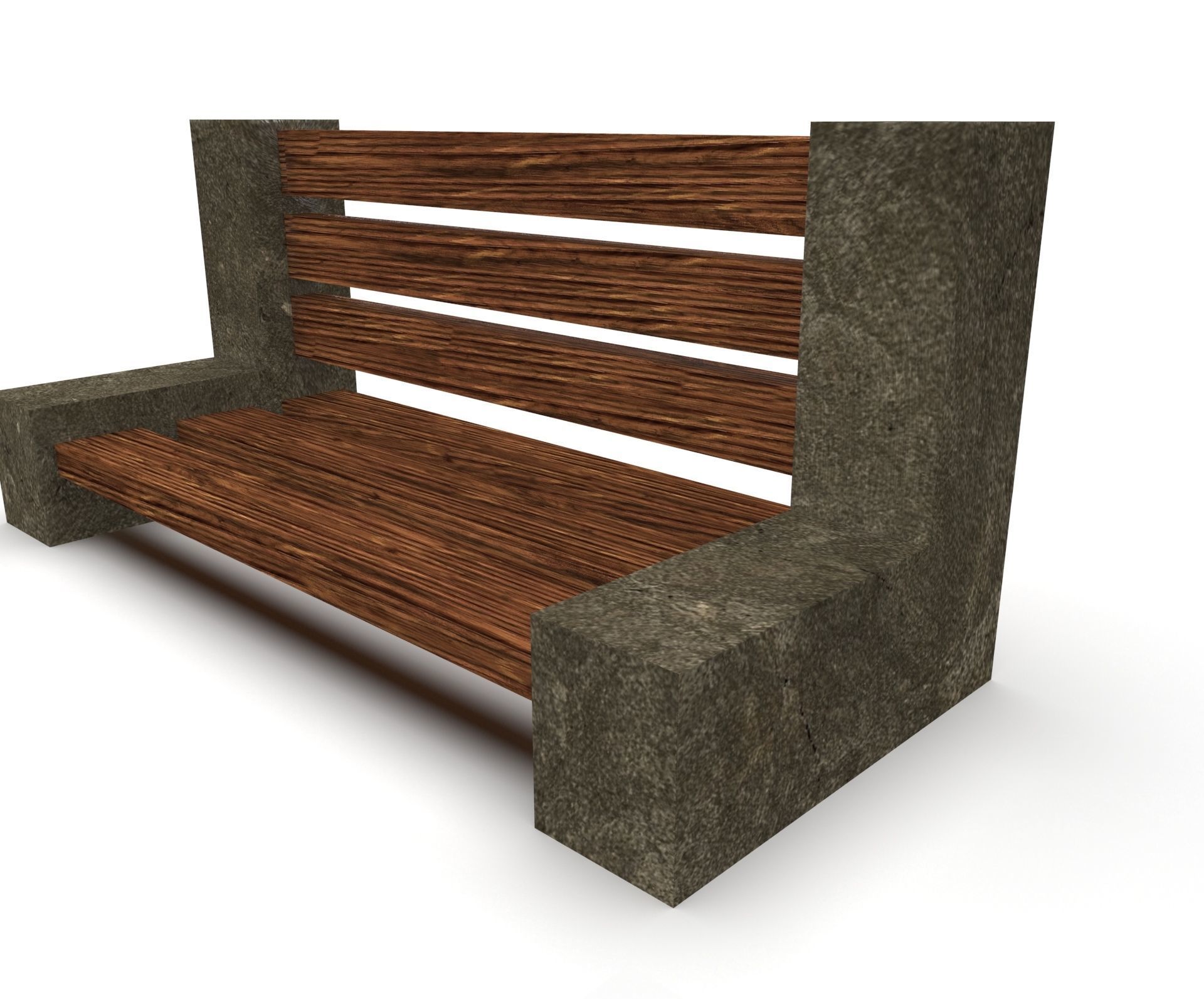 Bench street asset Low-poly 3D model_6
