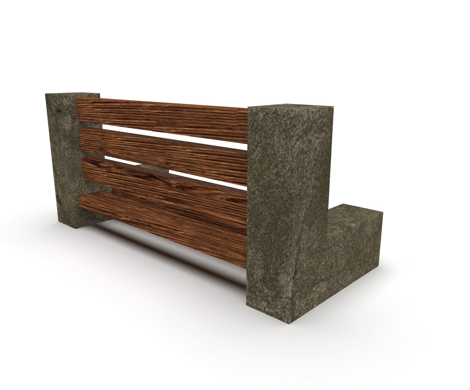 Bench street asset Low-poly 3D model_4